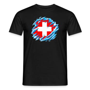 Drapeau Suisse Croix Vintage Look Usé Suisse - T-shirt homme - noir - Devant - AI Model Male 178 light (178cm)