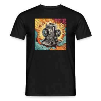 Retro Revival: caméra analogique et colorée - T-shirt homme - noir - Devant - AI Model Male 178 light (178cm)