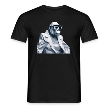 Singe cool en robe ridée - T-shirt homme - noir - Devant - AI Model Male 178 light (178cm)