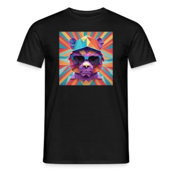 Origami coloré Teddy VI - T-shirt homme - noir - Devant - AI Model Male 178 light (178cm)