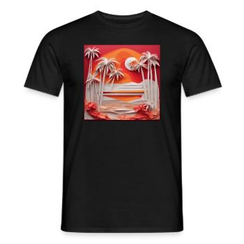 Origami Strand - Männer T-Shirt - Schwarz - Vorne - AI Model Male 178 light (178cm)