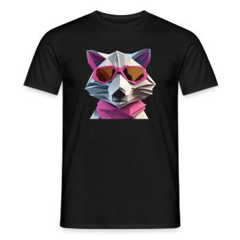 Renard intelligent en regard plissé - T-shirt homme - noir - Devant - AI Model Male 178 light (178cm)