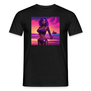 Beach Girl Neo Vintage - Men's T-Shirt - black - Front - AI Model Male 178 light (178cm)
