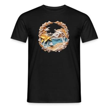 Plage d’Origami - T-shirt homme - noir - Devant - AI Model Male 178 light (178cm)