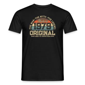 1979 Vintage Born Man Myth Legend - Men's T-Shirt - black - Front - AI Model Male 178 light (178cm)