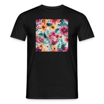 Mer de fleurs - T-shirt homme - noir - Devant - AI Model Male 178 light (178cm)