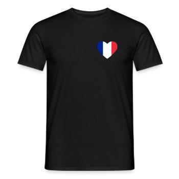 Cœur drapeau France - T-shirt homme - noir - Devant - AI Model Male 178 light (178cm)