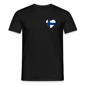Cœur drapeau Finlande - T-shirt homme - noir - Devant - AI Model Male 178 light (178cm)