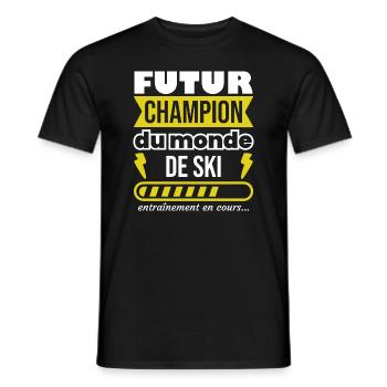Futur champion du monde de ski,Sport,Cadeau,Skieur - T-shirt homme - noir - Devant - AI Model Male 178 light (178cm)