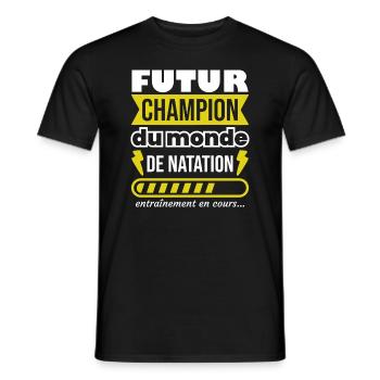 Futur champion du monde de natation,Sport,Piscine - T-shirt homme - noir - Devant - AI Model Male 178 light (178cm)