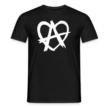 Anarchy heart, revolution, punk, white - Men's T-Shirt - black - Front - AI Model Male 178 light (178cm)