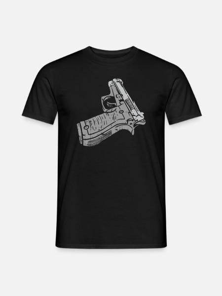 Pistole Knarre Waffe Handwaffe - Männer T-Shirt - Schwarz