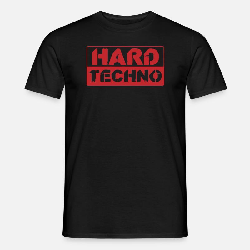 Hard Techno Stencil Red Remix - Männer T-Shirt - Schwarz