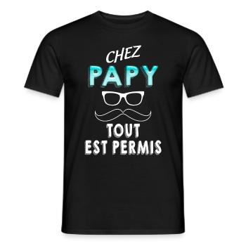 Papy D'amour Chez Papy tout es Permis - T-shirt homme - noir - Devant - AI Model Male 178 light (178cm)