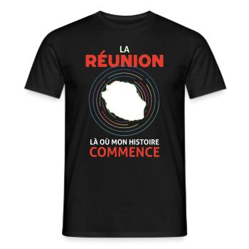Réunion La Plus Belle Histoire C'est Mon île - T-shirt homme - noir - Devant - AI Model Male 178 light (178cm)