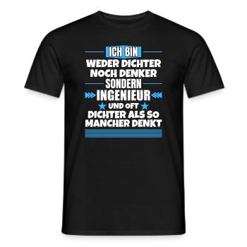 Weder Dichter noch Denker, sondern Ingenieur - Männer T-Shirt - Schwarz - Vorne - AI Model Male 178 light (178cm)