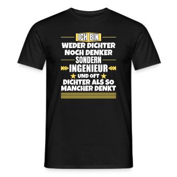Weder Dichter noch Denker, sondern Ingenieur - Männer T-Shirt - Schwarz - Vorne - AI Model Male 178 light (178cm)