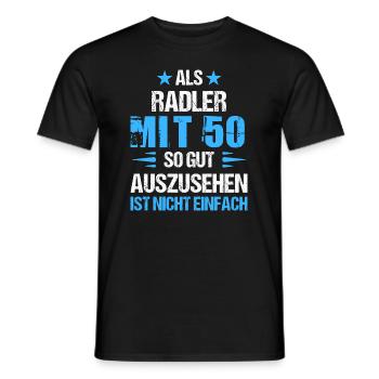 At 50 good-looking cyclist - Men's T-Shirt - black - Front - AI Model Male 178 light (178cm)