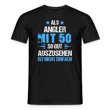 With 50 good-looking angler - Men's T-Shirt - black - Front - AI Model Male 178 light (178cm)