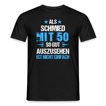 À 50 ans, beau forgeron - T-shirt homme - noir - Devant - AI Model Male 178 light (178cm)