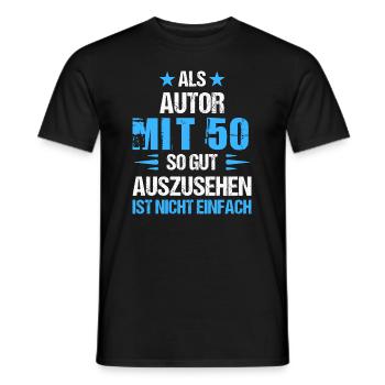 At 50 good-looking author - Men's T-Shirt - black - Front - AI Model Male 178 light (178cm)