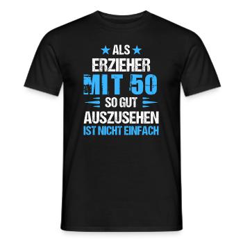 À 50 ans, beau pédagogue - T-shirt homme - noir - Devant - AI Model Male 178 light (178cm)