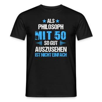 At 50 handsome philosopher - Men's T-Shirt - black - Front - AI Model Male 178 light (178cm)