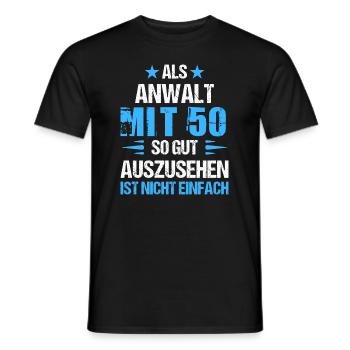 À 50 ans, bel avocat - T-shirt homme - noir - Devant - AI Model Male 178 light (178cm)