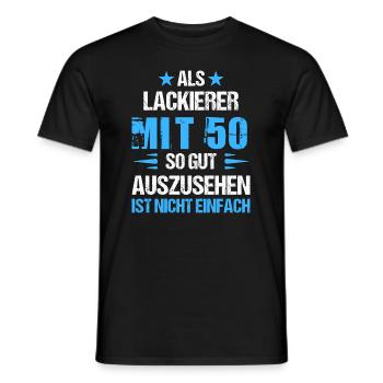 With 50 good-looking painter - Men's T-Shirt - black - Front - AI Model Male 178 light (178cm)