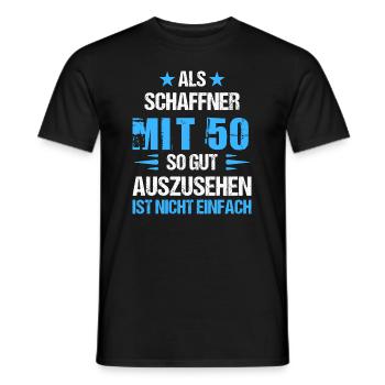 At 50 handsome conductor - Men's T-Shirt - black - Front - AI Model Male 178 light (178cm)