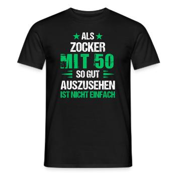 Good-looking gamer at 50 - Men's T-Shirt - black - Front - AI Model Male 178 light (178cm)