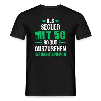 At 50, good-looking sailor - Men's T-Shirt - black - Front - AI Model Male 178 light (178cm)
