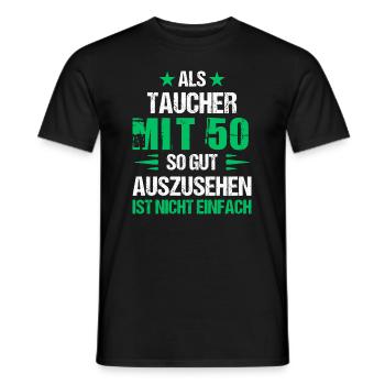 At 50, good-looking diver - Men's T-Shirt - black - Front - AI Model Male 178 light (178cm)