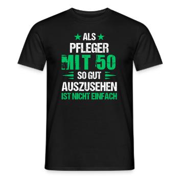 Belle infirmière à 50 ans - T-shirt homme - noir - Devant - AI Model Male 178 light (178cm)