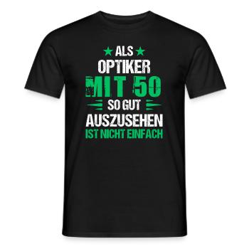 Good-looking optician at 50 - Men's T-Shirt - black - Front - AI Model Male 178 light (178cm)