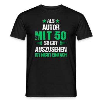 Good-looking author at 50 - Men's T-Shirt - black - Front - AI Model Male 178 light (178cm)