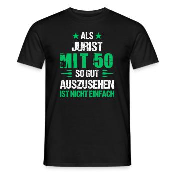 At 50 handsome lawyer - Men's T-Shirt - black - Front - AI Model Male 178 light (178cm)