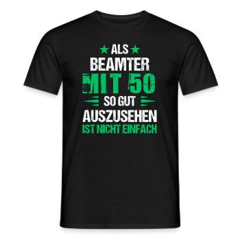 À 50 ans, bel officier - T-shirt homme - noir - Devant - AI Model Male 178 light (178cm)