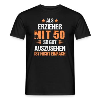 À 50 ans, beau pédagogue - T-shirt homme - noir - Devant - AI Model Male 178 light (178cm)