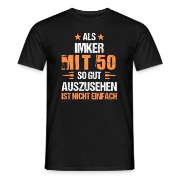À 50 ans, bel apiculteur - T-shirt homme - noir - Devant - AI Model Male 178 light (178cm)