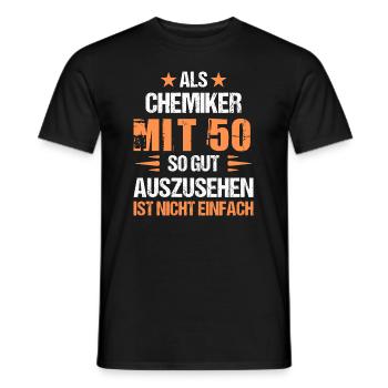 At 50 handsome chemist - Men's T-Shirt - black - Front - AI Model Male 178 light (178cm)