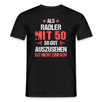 At 50 good-looking cyclist - Men's T-Shirt - black - Front - AI Model Male 178 light (178cm)