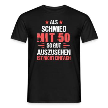 À 50 ans, beau forgeron - T-shirt homme - noir - Devant - AI Model Male 178 light (178cm)