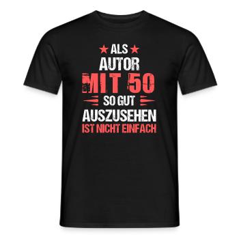 At 50 good-looking author - Men's T-Shirt - black - Front - AI Model Male 178 light (178cm)