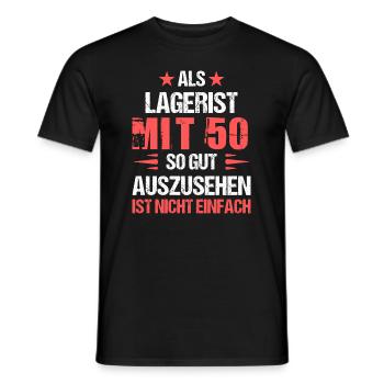 With 50 handsome warehouse clerk - Men's T-Shirt - black - Front - AI Model Male 178 light (178cm)