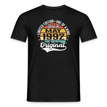 May 1992 Birthday Gift Born In May 1992 - Men's T-Shirt - black - Front - AI Model Male 178 light (178cm)