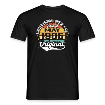 Mai 1986 Cadeau d’anniversaire né en mai 1986 - T-shirt homme - noir - Devant - AI Model Male 178 light (178cm)