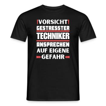 Don't talk to a stressed technician! - Men's T-Shirt - black - Front - AI Model Male 178 light (178cm)