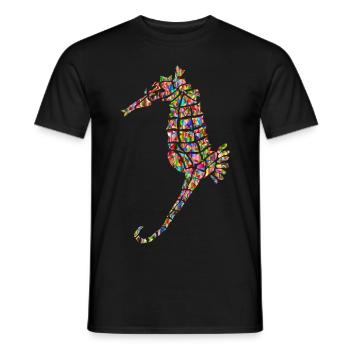 Regenbogenfarbenes Seepferd - Männer T-Shirt - Schwarz - Vorne - AI Model Male 178 light (178cm)