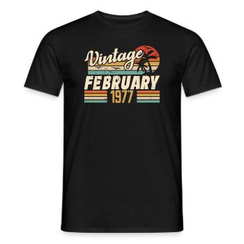 Millésime Né Février 1977 Cadeau 47e Anniversaire - T-shirt homme - noir - Devant - AI Model Male 178 light (178cm)